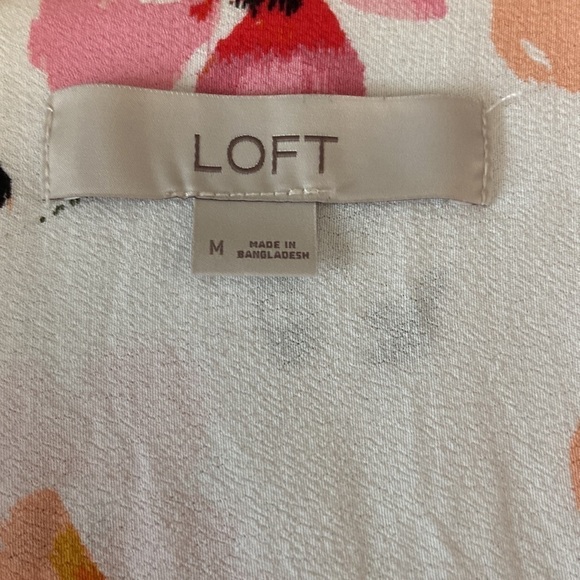 LOFT Floral Print Top Tie Front White Size M - Picture 6 of 9